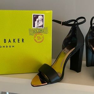 Ted Baker Black Leather Heels with Straps in very good condition.